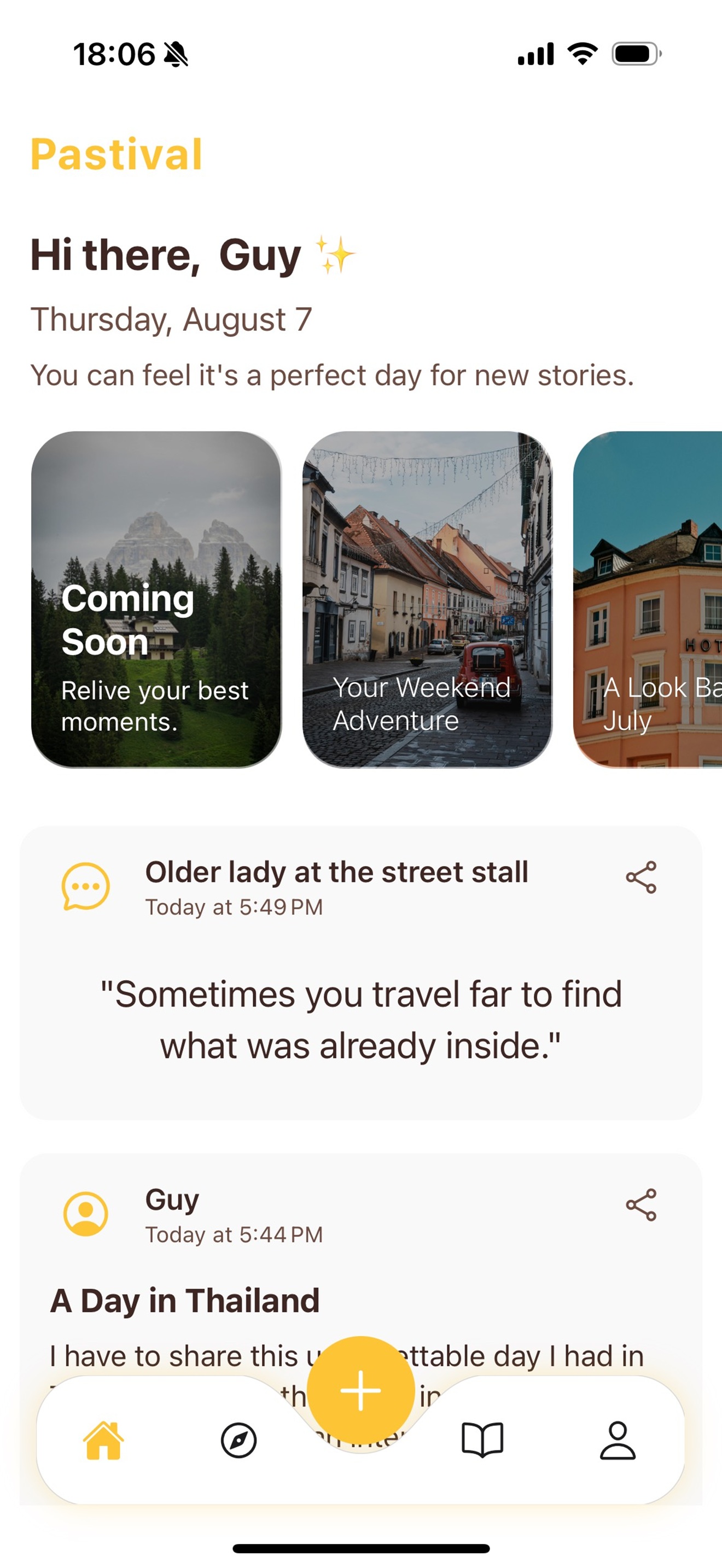Pastival Home Screen